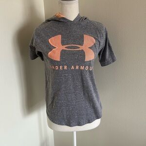 Under Armour Gray Short Sleeve Hoodie T-Shirt | Women’s Small | Loose Fit